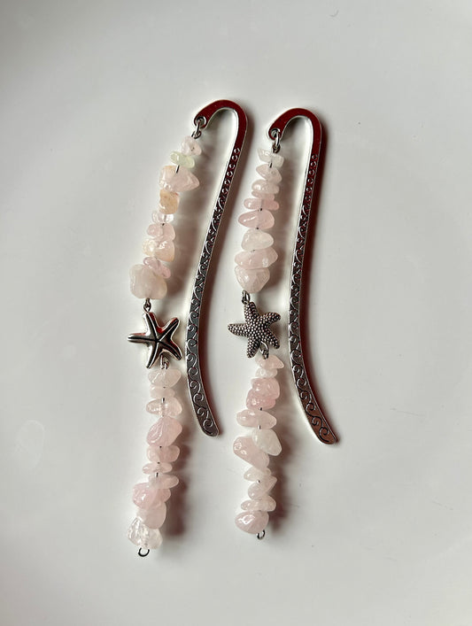 Rose Quartz Starfish Bookmark (long strand)