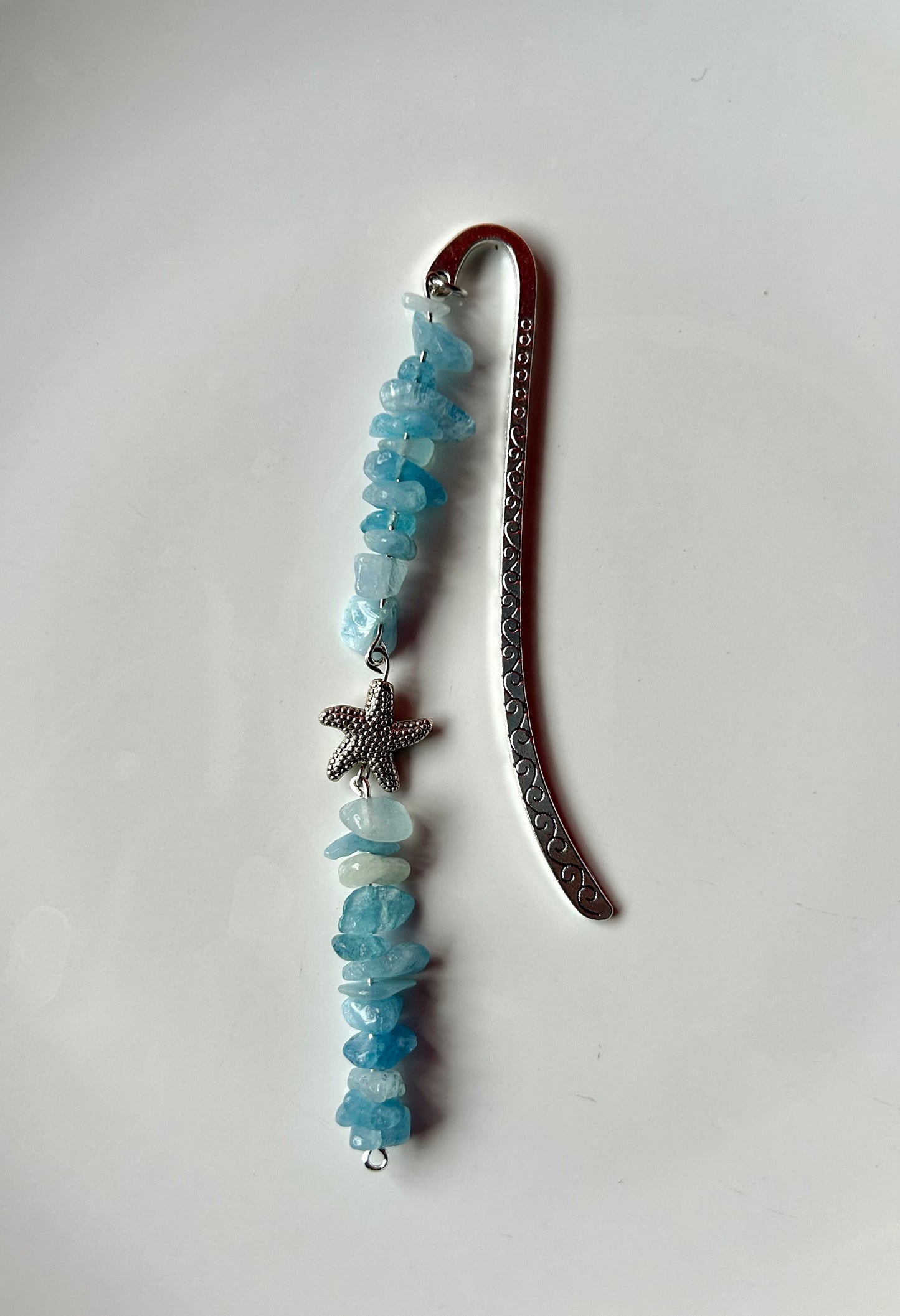 Aquamarine Starfish Bookmark (long strand)