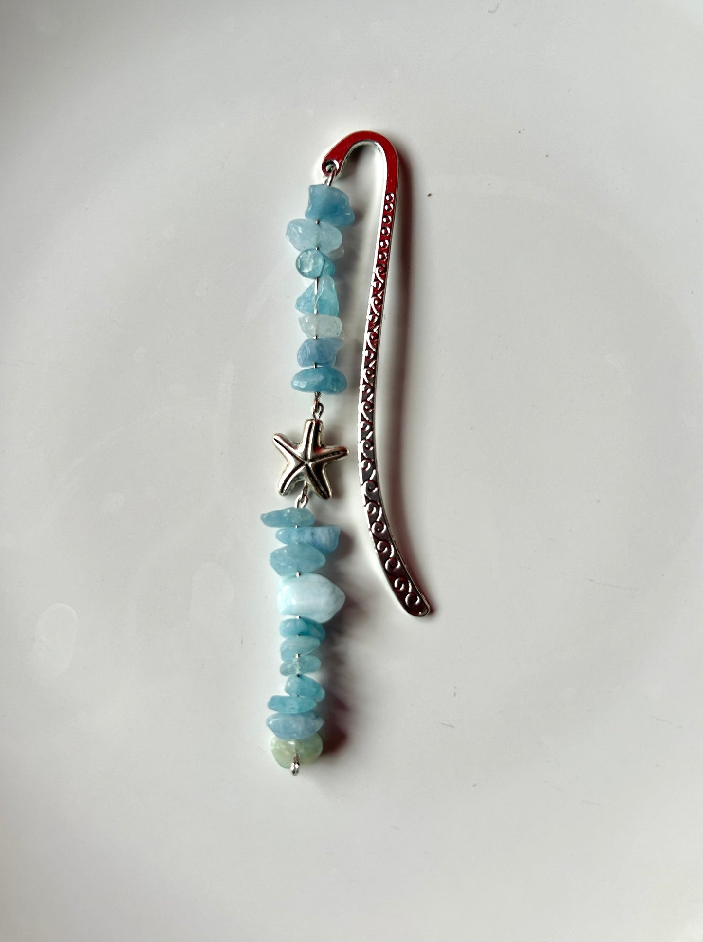 Aquamarine Starfish Bookmark (long strand)