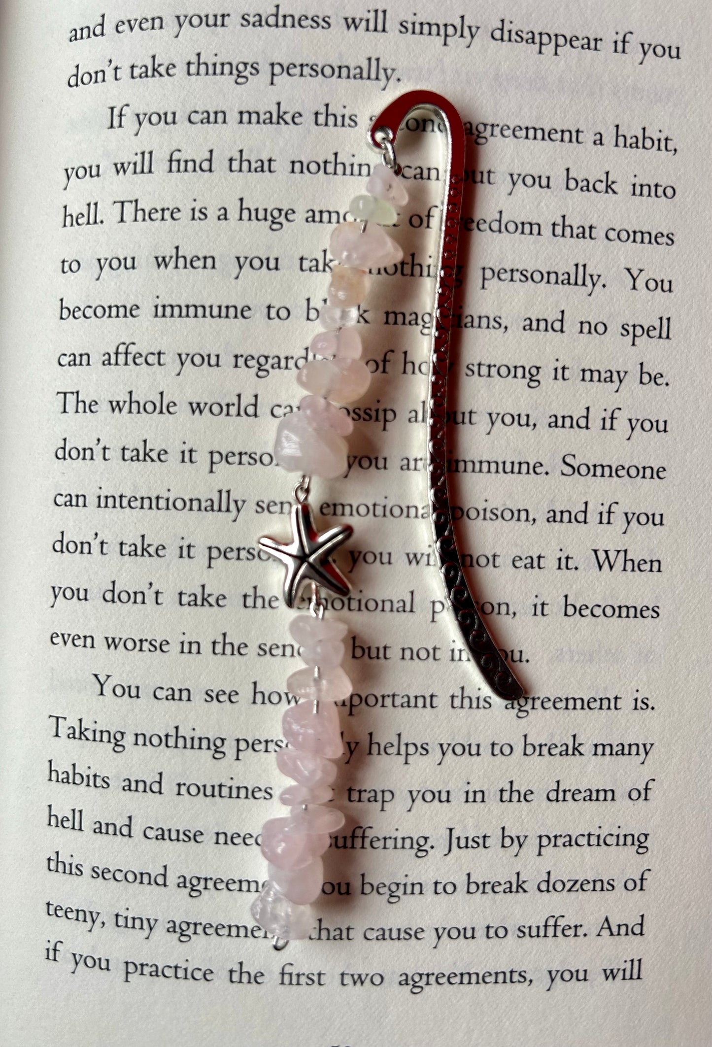 Rose Quartz Starfish Bookmark (long strand)