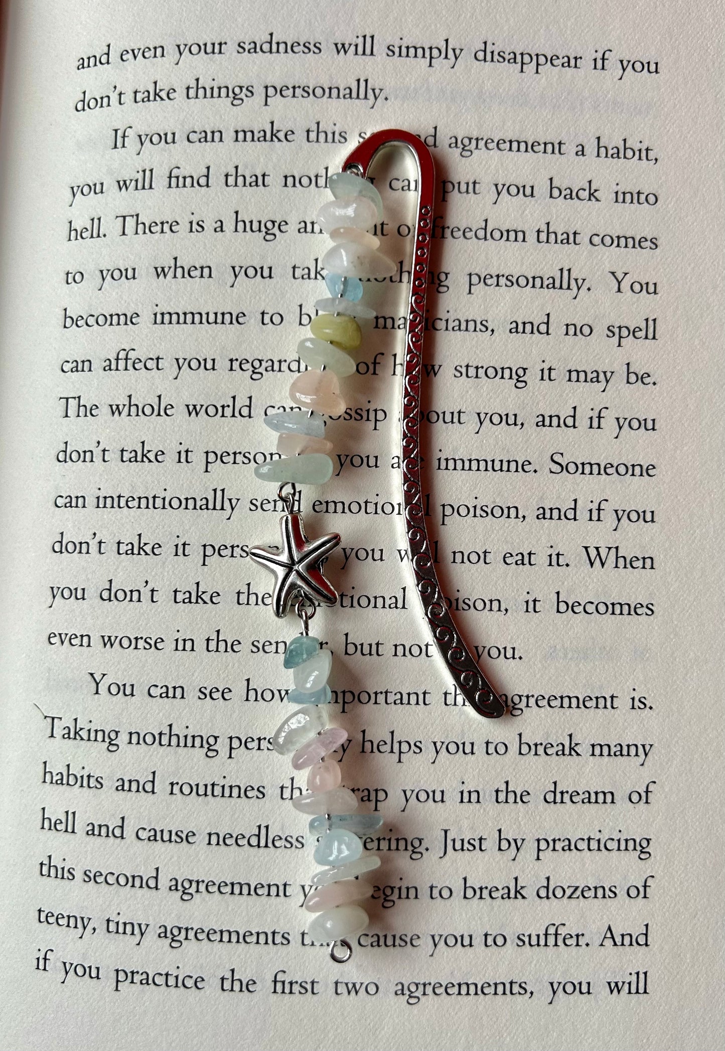 Multi-Color Beaded Starfish Bookmark (long strand)