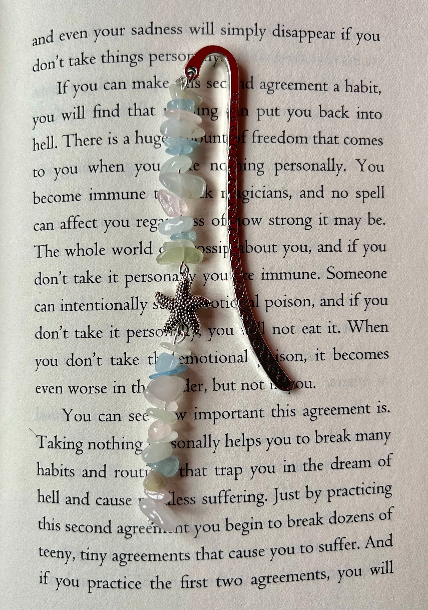 Multi-Color Beaded Starfish Bookmark (long strand)